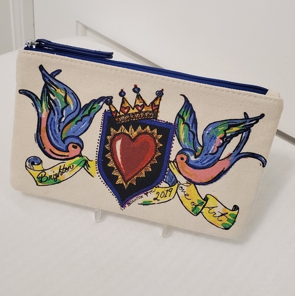 Brighton Handbags - BRIGHTON 2019 Love Of Art Canvas Multi-Color Zipper Pouch/Cosmetic Bag